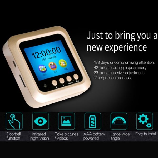 W5 2.4 inch Screen 2.0MP Security Camera No Disturb Peephole Viewer Doorbell, Support TF Card / Night Vision / Video Recording (Gold) - Image 5