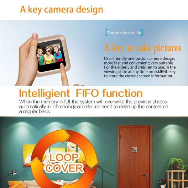 X5 2.4 inch Screen 2.0MP Security Camera No Disturb Peephole Viewer, Support TF Card (Gold) - Image 9