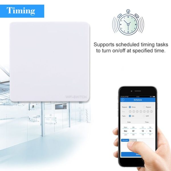 QEVDO QSAW1 WiFi & Single Button 86mm / 1Gang 3Way Neutral Wire Live Wire Wall Smart Switch, Support Alexa / Google Home Voice Control (White) - Image 6