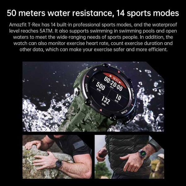 Original Xiaomi Youpin Amazfit T-Rex 1.3 inch AMOLED Screen Bluetooth 5.0 5ATM Waterproof Smart Watch, Support 14 Sport Modes / Heart Rate Monitoring / Sleep Monitoring / GPS Positioning (Grey) - Image 12