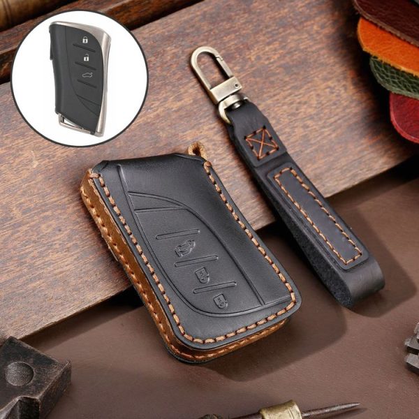 Lexus 3-button Hallmo Car Cowhide Leather Key Protective Cover Key Case (Black)