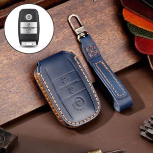 Kia Sportage R / K5 / K4 / K2 / KX3 Hallmo A Style Car Cowhide Leather Key Protective Cover Key Case (Blue)