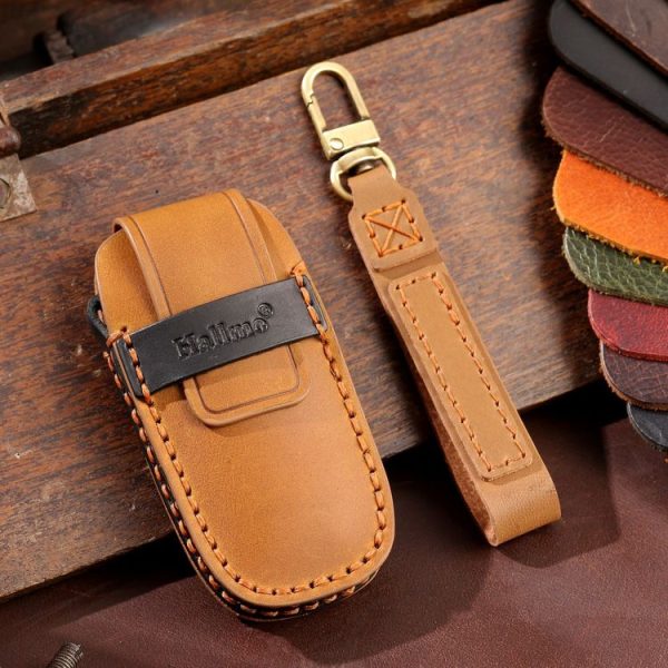 Nissan Teana / Ariya 3-button Tail Box Hallmo Car Cowhide Leather Key Protective Cover Key Case (Brown) - Image 2