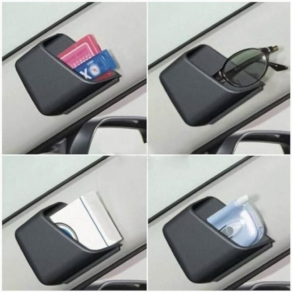 KMS-933 1 Pair Car Multifunctional Adhesive Storage Box Glasses Cellphone Storage Box (Black) - Image 8