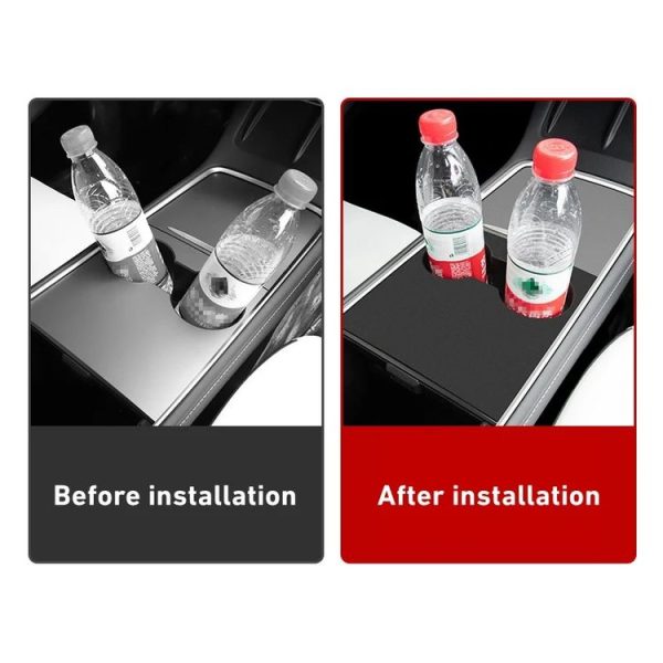 Tesla Model 3 / Y Car Center Console Water Cup Holder All-inclusive Protective Pad (Black) - Image 6
