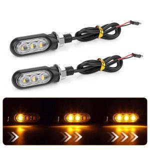 2pcs 12V 3LEDs Motorcycle Mini Water Turn Signal Light (Transparent)
