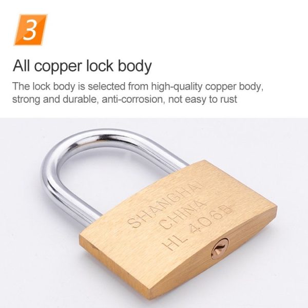 Copper Padlock Small Lock, Style: Short Lock Beam, 50mm Not Open - Image 6