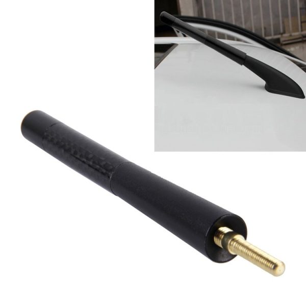 Carbon Fiber Aluminum Short Antenna Polished Universal Screws Base (Big Size) (Black)