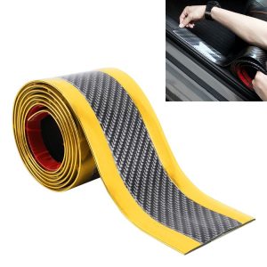 Universal Electroplate Carbon Fibre Car Door Threshold Decoration Strip Decorative Sticker, Size: 5CM x 2M (Gold)