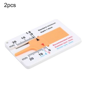 2pcs 0-20mm Plastic Tread Plan Refinding Rounds Refinding Outcome Exists Tread Tablets Plastic Tire Tread Depth Gauge (Yellow)