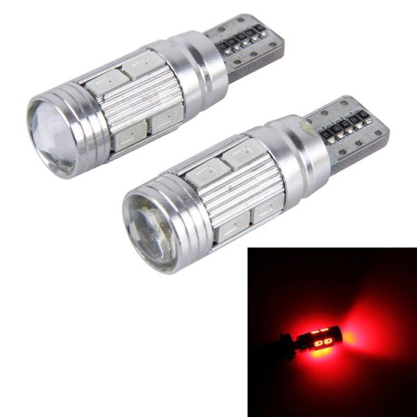 2 PCS T10 6W 10 SMD 5630 LED Error-Free Canbus Car Clearance Lights Lamp, DC 12V (Red Light)