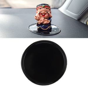 Car Auto Round Soft Rubber Dashboard Anti-slip Pad Mat for Phone / GPS / MP4 / MP3, Diameter: 8cm (Black)