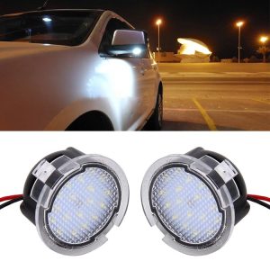 2 PCS DC 12V 2W 6000K 120LM 18-LED Side Rear View Mirror Puddle Lights Lamp for Ford 2013-2017 Explorer / 2015-2017 Taurus / 2015-2017 Edge / 2015-2017 Mondeo