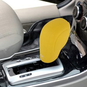 Rubber Car Hand Brake Head Cover Shift Knob Gear Stick Cushion Cover Car Accessory Interior Decoration Pad (Yellow)