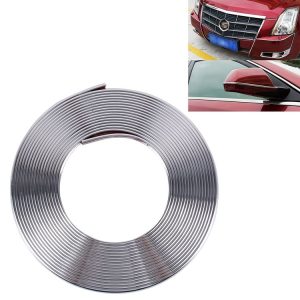 2m High Quality Car Headlight External Frame Decorative Strip Car Wheel Hub Trim Mouldings Shining Decoration Strip Automobile Network Decorative Strip (Silver)