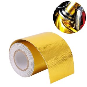 5m Exhaust Wrap Auto Motor Exhaust Heat Shield Aluminum Foil Paper Heat Resistant Wrap (Gold)