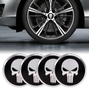 4 PCS Car-Styling Skull Pattern Wheel Hub Decorative Sticker, Diameter: 5.8cm
