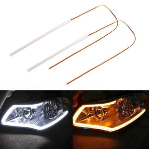 2 PCS 30cm DC12V 3.2W Ultra-thin Car Auto Double Colors Turn Lights / Running Lights (Turn Lights: Yellow Light; Running Lights: White Light)