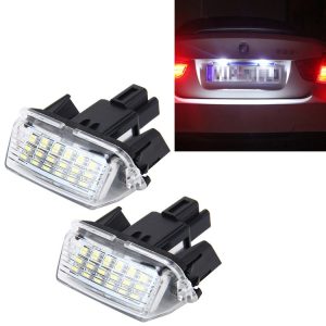 2 PCS License Plate Light with 18 SMD-3528 Lamps for Toyota, 2W 120LM, 6000K, DC12V (White Light)