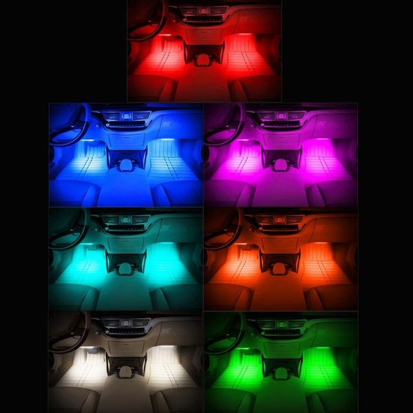 4 in 1 4.5W 36 SMD-5050-LEDs RGB Car Interior Floor Decoration Atmosphere Colorful Neon Light Lamp with Wireless Remote Control, DC 12V - Image 8
