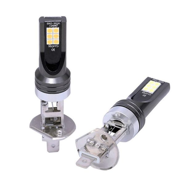 2 PCS H1 DC12V-24V / 12W / 3000K / 800LM 12LEDs SMD-3030 Car LED Fog Light (Yellow Light) - Image 2