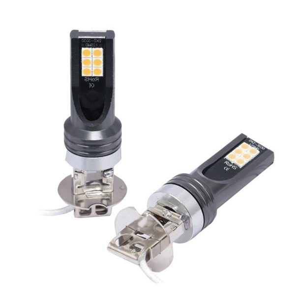 2 PCS H3 DC12V-24V / 12W / 3000K / 800LM 12LEDs SMD-3030 Car LED Fog Light (Yellow Light) - Image 2