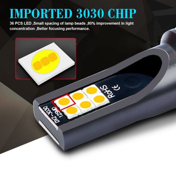 2 PCS H3 DC12V-24V / 12W / 3000K / 800LM 12LEDs SMD-3030 Car LED Fog Light (Yellow Light) - Image 3