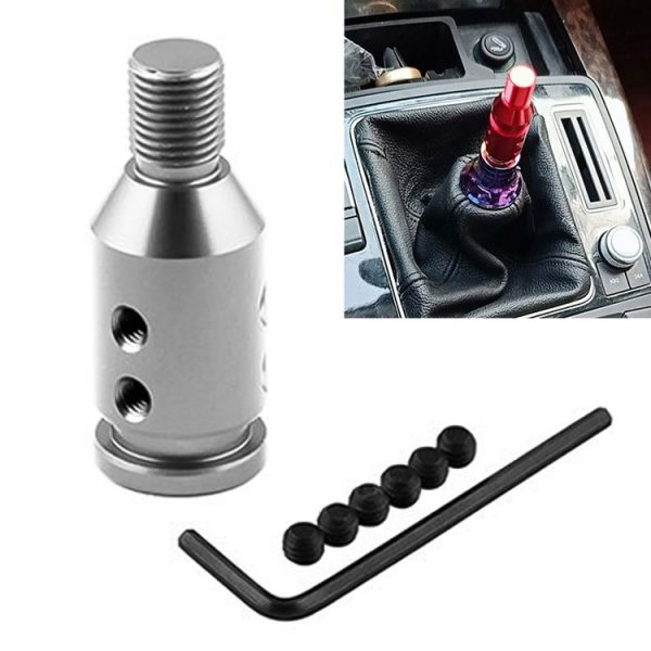Car Threaded Shifter Gear Shift Knob Adapter 12 x 1.25 (Silver)