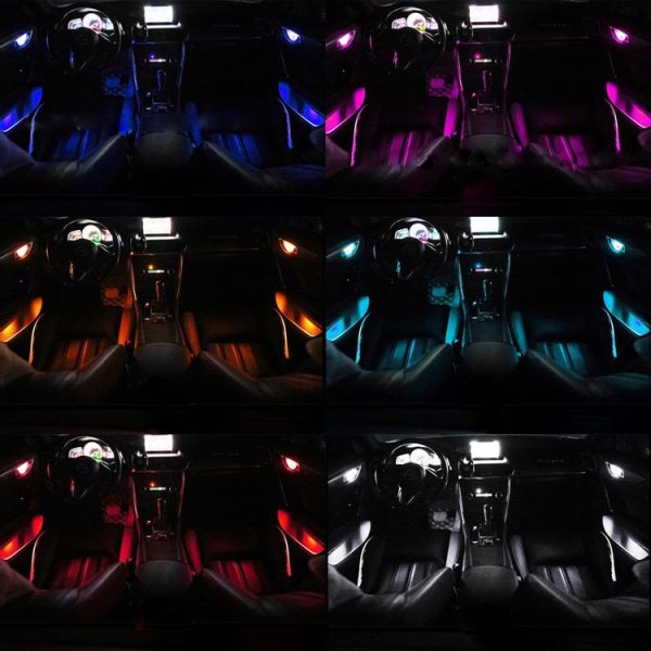 4 PCS Universal Car Colorful LED Inner Handle Light Atmosphere Lights Decorative Lamp DC12V / 0.5W Cable Length: 70cm (Colour) - Image 10