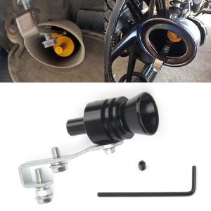 Universal Aluminum Turbo Sound Exhaust Muffler Pipe Whistle Car / Motorcycle Simulator Whistler, Size: L, Outside Diameter: 30mm (Black)