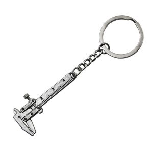 5 PCS Mini Vernier Caliper Keychain Key Rings (Silver)