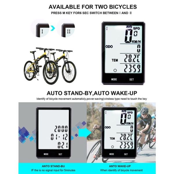 2.8 inch English Wireless Waterproof Cycle Computer LCD Odometer Speedometer - Image 10