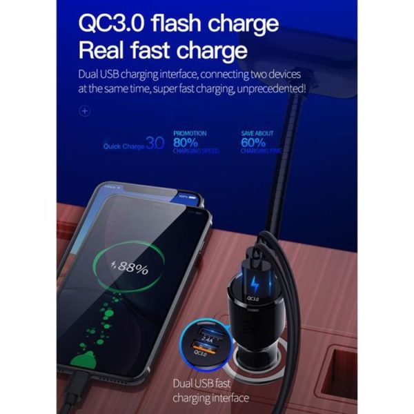 1.77 Color Screen Car MP3 Bluetooth Player FM Transmitter QC3.0 Fast Charger - Image 11