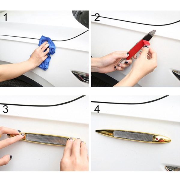 Car Shark Gill Warning Lights Solar Decorative Lights Car Door Anti-collision Rear-end Collision LED Dlashing Lamp (Gold) - Image 5