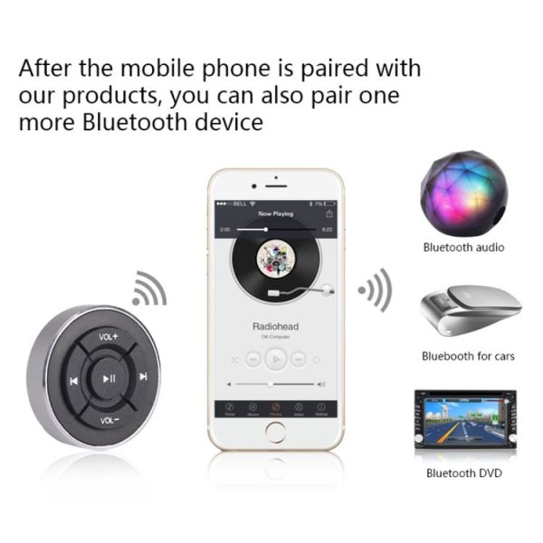 BT005 Car Wireless Bluetooth Controller Mobile Phone Multimedia Multi-functional Steering Wheel Remote Controller - Image 7