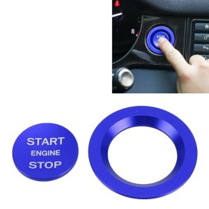 Car Engine Start Key Push Button Ring Trim Metal Sticker Decoration for Land Rover / Jaguar (Blue)