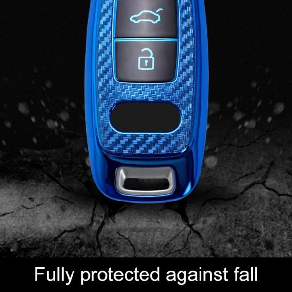 Audi Smart 3-button 2019 Car TPU Key Protective Cover Key Case with Key Ring (Pink) - Image 6
