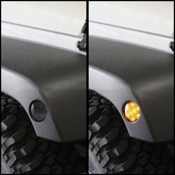 2 PCS 8W DC 12V Car SUV Refit LED Wheel Eyebrow Turn Signal for Jeep Wrangler JK 07-17, Specification: Butt Assembly with Aperture - Image 8