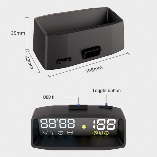 4F Car 3.7inch OBD HUD Head-up Display Support Mileage / Fixed Speed Cruise - Image 3