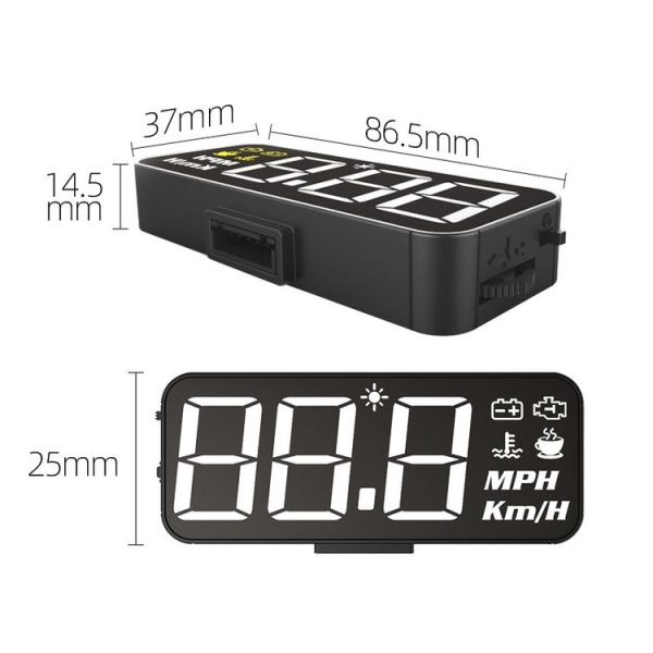 H90 Car 3.2 inch OBD HUD Head-up Display Support Engine Failure Alarm / Water Temperature Alarm Voltage Alarm - Image 2