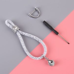 Car Diamond Metal + Plastic Keychain (White)