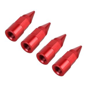 4 PCS 6-edeg Shape Gas Cap Mouthpiece Cover Tire Cap Car Tire Valve Caps (Red)