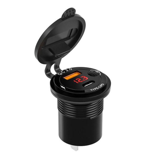 WUPP ZH-1427B1 Aluminum Alloy 3.4A 20WPD Fast Charge Charger with Mechanical Switch / Digital Display Voltage - Image 2