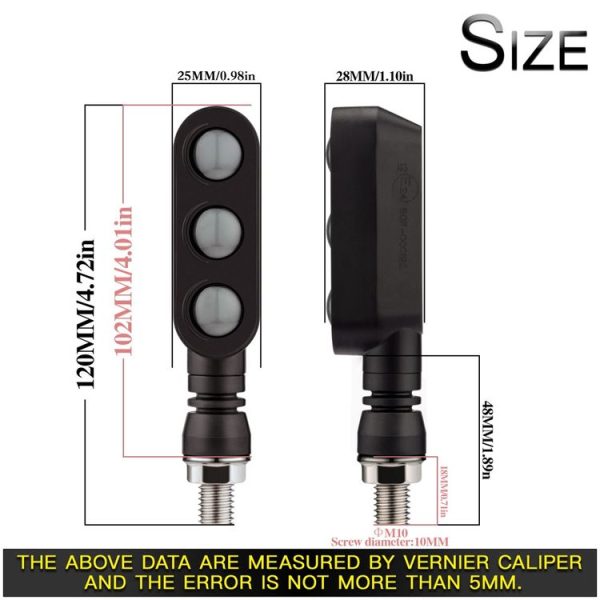 2 PCS KC050 Motorcycle LED Turn Signal Running Brake Light - Image 4