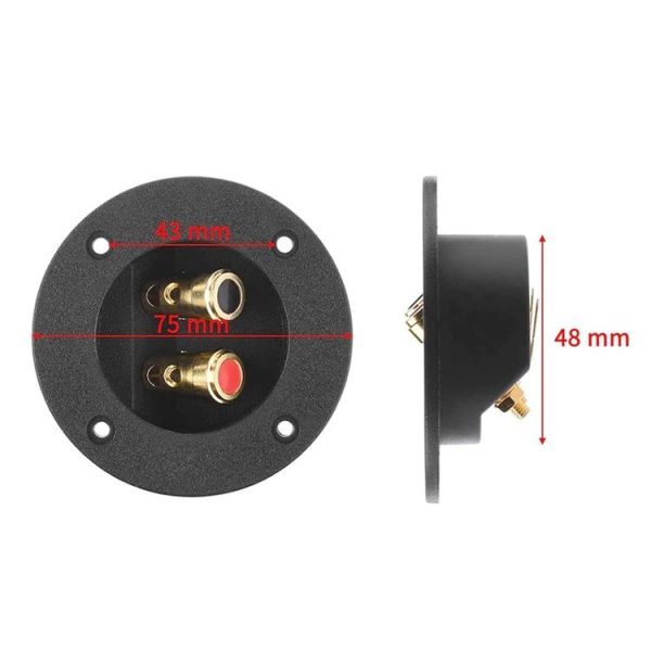 2 in 1 / Set Car Double Binding Round Gold Plate Push Spring Loaded Jacks Speaker Box - Image 5