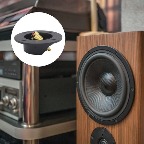 2 in 1 / Set Car Double Binding Round Gold Plate Push Spring Loaded Jacks Speaker Box - Image 6