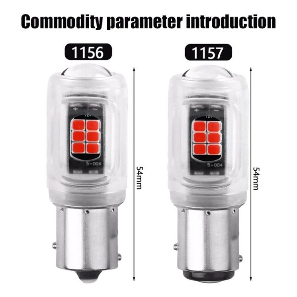 2pcs 1156 DC12V / 2.16W / 0.18A / 480LM Car LED Turn Signal Light (Red Light) - Image 3