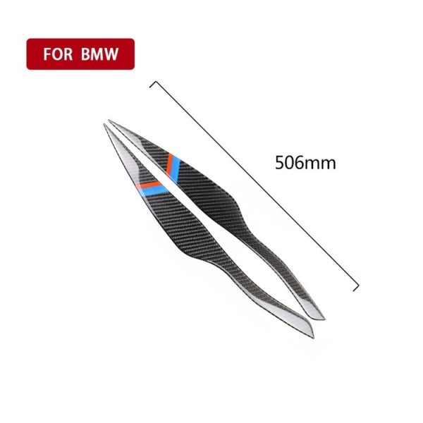 1 Pair Three Color Carbon Fiber Car Lamp Eyebrow Decorative Sticker for BMW E90 / 318i / 320i / 325i 2005-2008, Drop Glue Version - Image 5