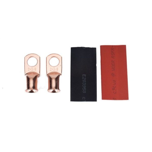 10 PCS AWG T2 Copper Heavy-duty Cold-pressed Wire Terminals 2 x 3 / 8 with Heat Shrinkable Tube - Image 3