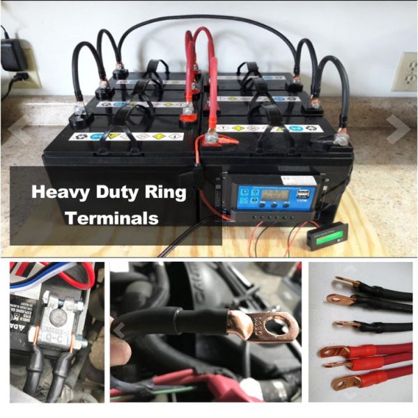 10 PCS AWG T2 Copper Heavy-duty Cold-pressed Wire Terminals 4 x 3 / 8 with Heat Shrinkable Tube - Image 6